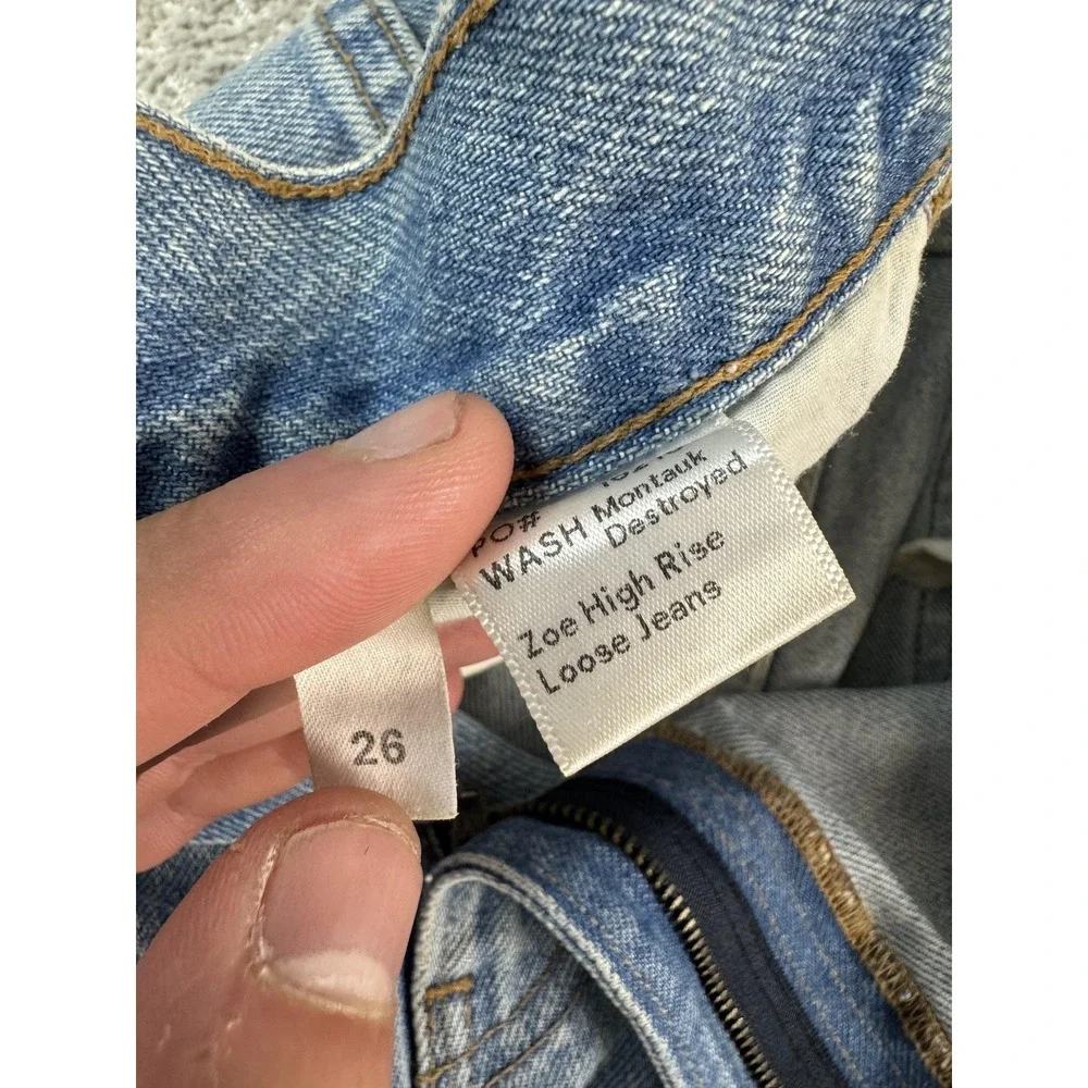 Reformation Jeans Womens‎ 26 Blue Zoe High Rise Loose Ripped Distressed Montauk